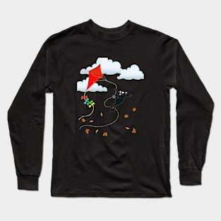 Cat on a Kite - Autumn Cat Long Sleeve T-Shirt